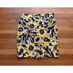 JCREW 'The Pencil Skirt' Yellow/Black Floral sz 4P